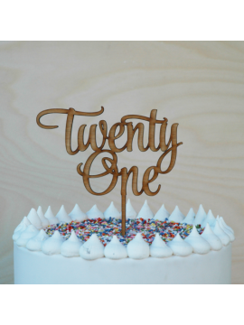 TWENTY ONE WOODEN CAKE TOPPER 
