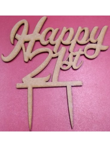 “HAPPY 21ST” WOODEN CAKE TOPPERS