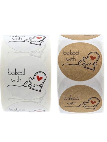 BAKED WITH LOVE(500 STICKERS PER ROLL)